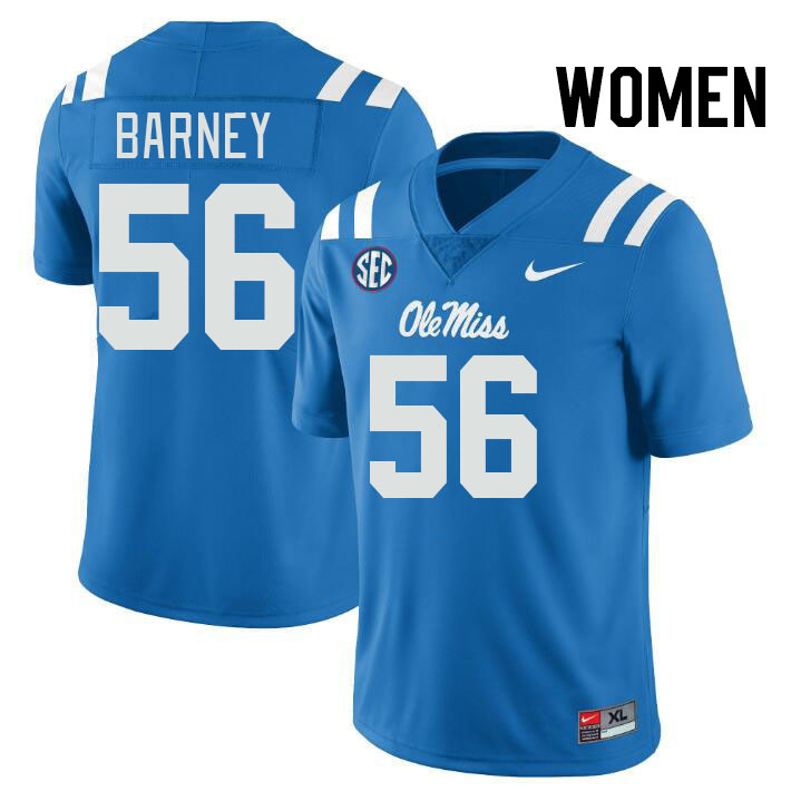 Women #56 CJ Barney Ole Miss Rebels College Football Jerseys Stitched-Power Blue